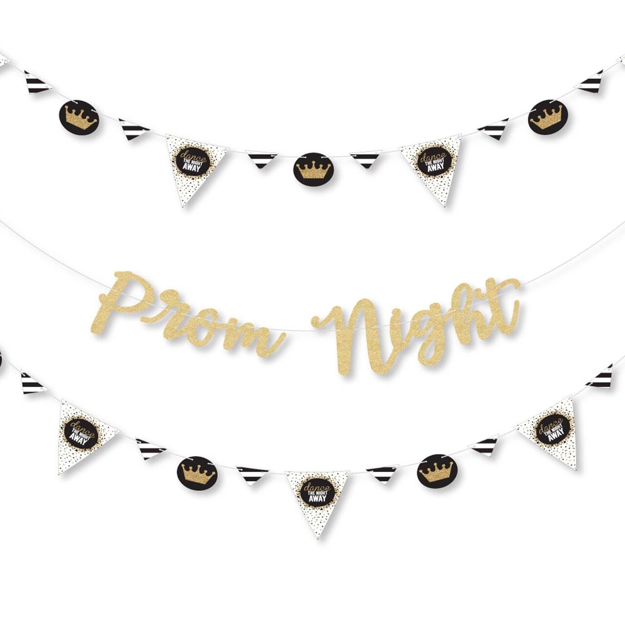 Big Dot of Happiness Prom - Prom Night Party Letter Banner Decoration - 36 Banner Cutouts and No-Mess Real Gold Glitter Prom Night Banner Letters